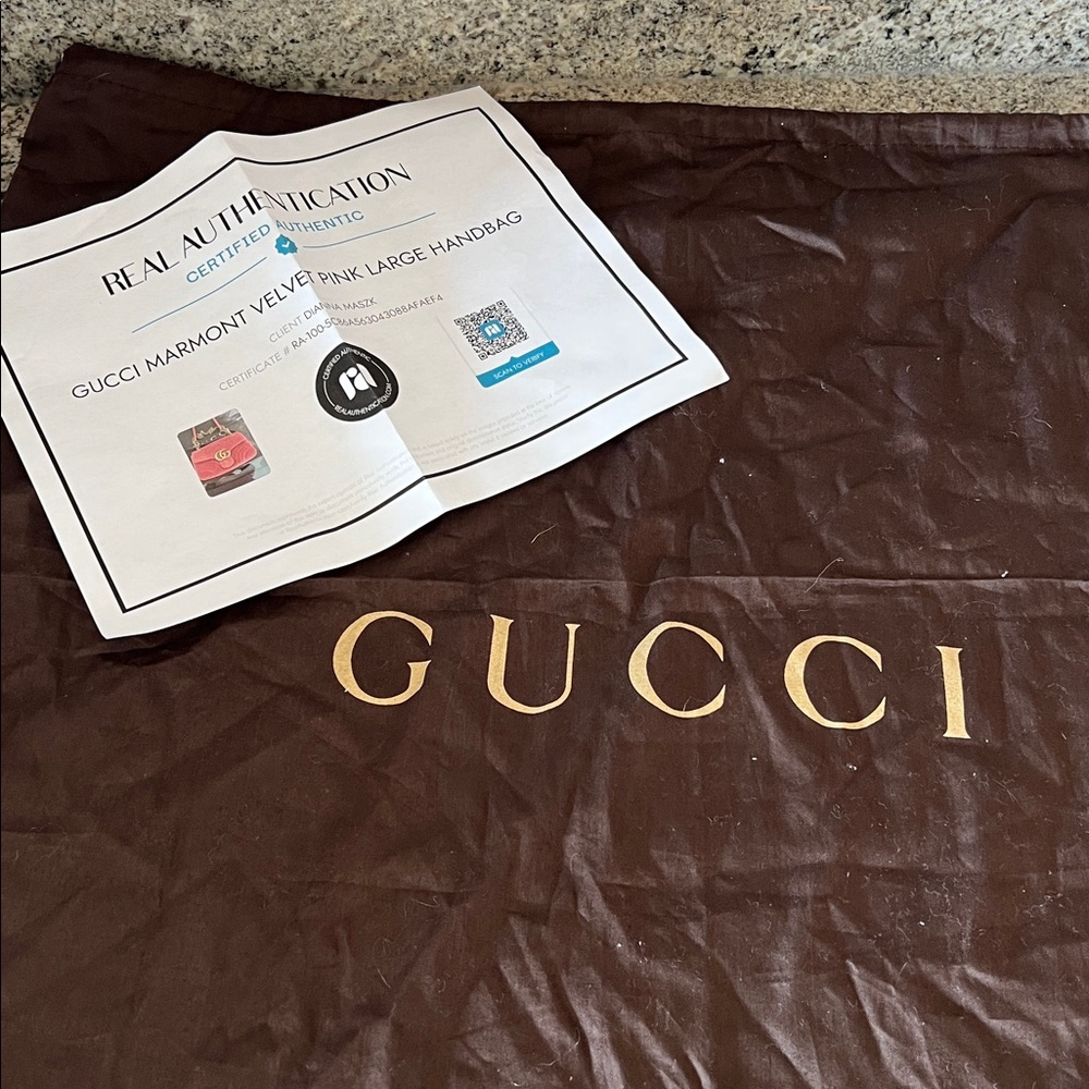 Gucci Fuchsia Velvet GG Marmont Bag - Picture 15 of 15
